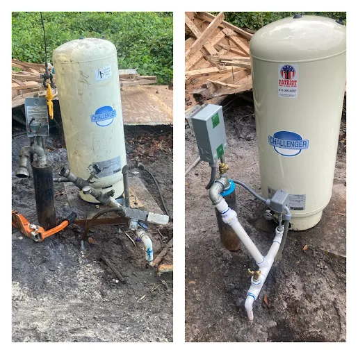 Before and after pump repair