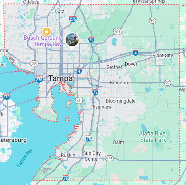 Google Map of Hillsborough County FL