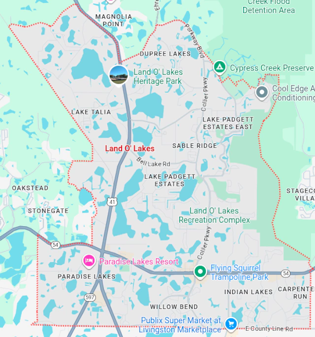 Land O' Lakes Google Map